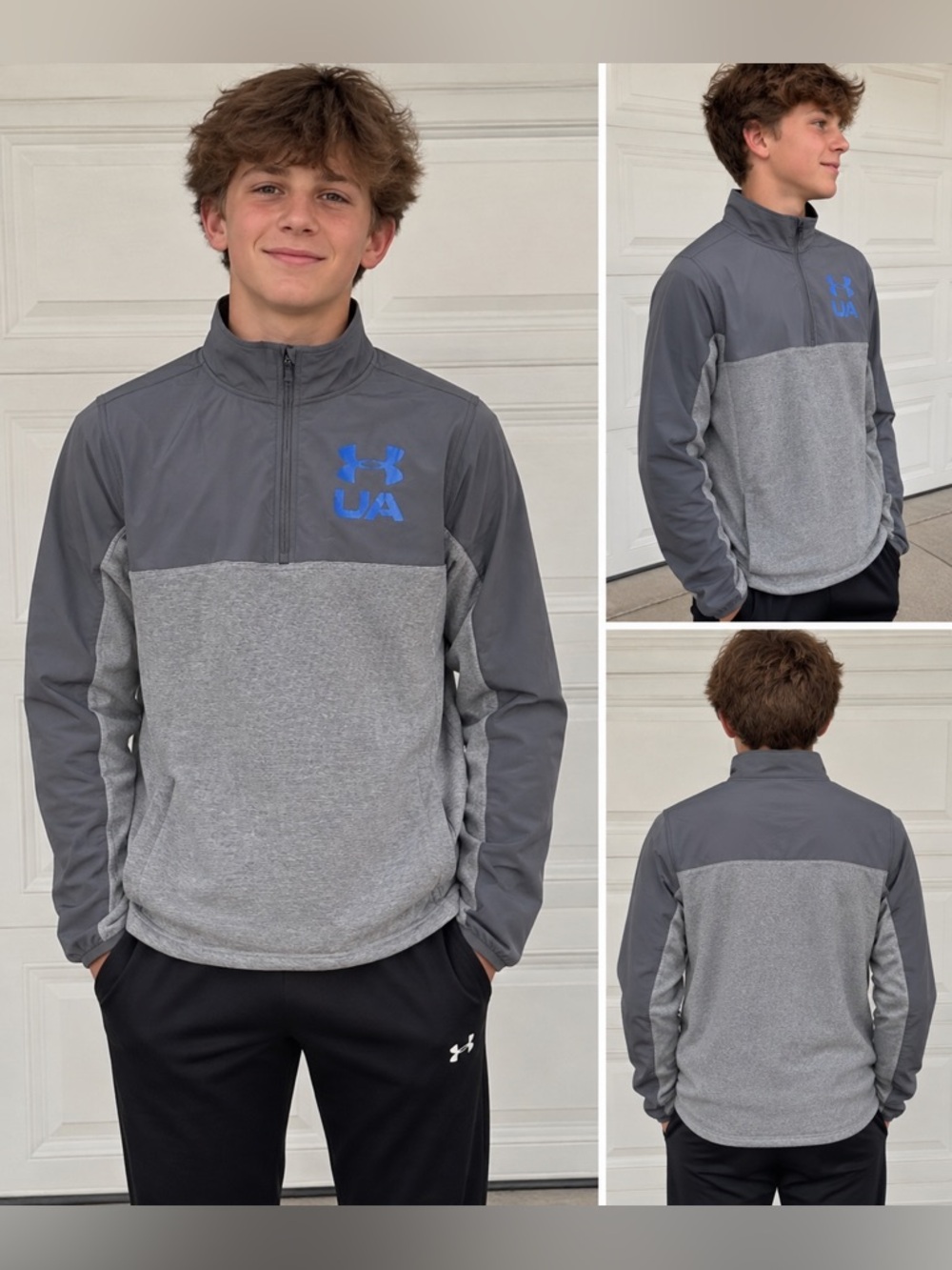 Under Armour Youth Gray Half-Zip Pullover Jacket XL
